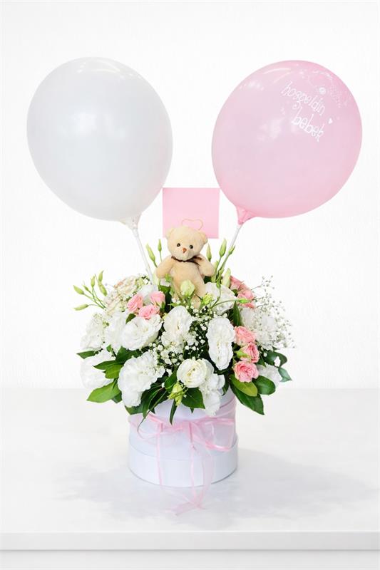 Pembe Hoş Geldin | Yeni Doğan Kız Bebek Aranjmanı