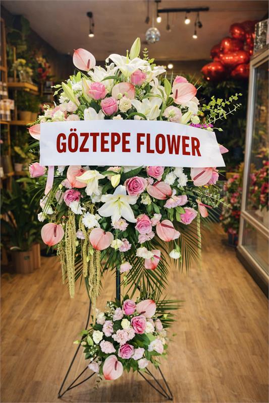 Pembe & Beyaz Lilyumlu Ferforje Aranjman